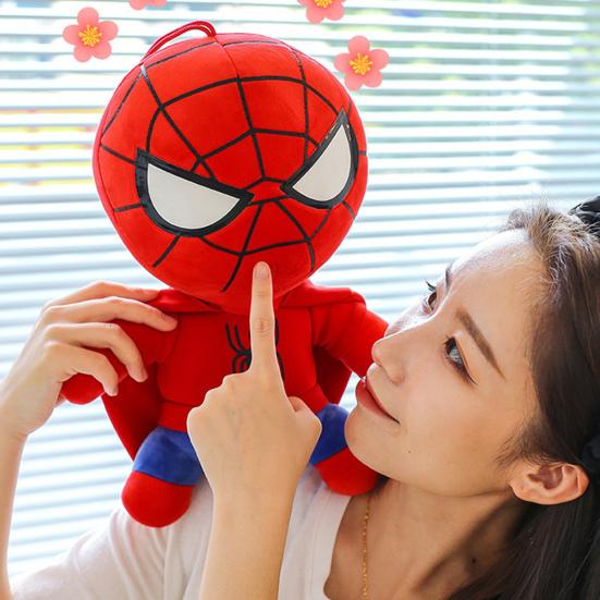 Stuffed Hooded Spider Boy Plush with Hanging Lanyard Soft PP Cotton Movie Character Hero Plushie Toy Doll Home Decoration Kids Adults Fans Gift