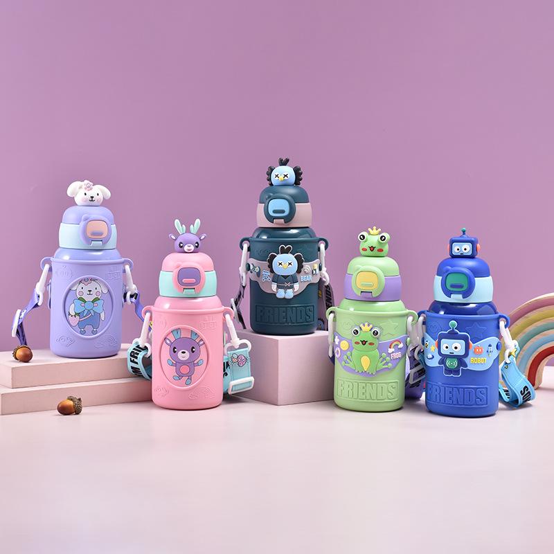 Pattern Cartoon 450ml Children Stainless Steel Insulated Cup Sippy Cup Kids Gift