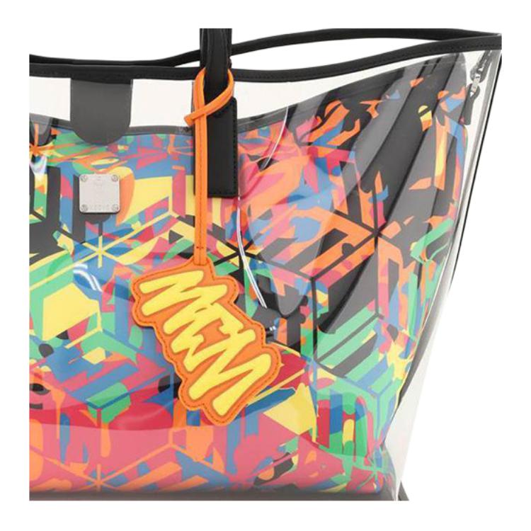 MCM Aren Cubic Colorful Geometric Pattern Eco-Friendly Nylon Tote Bag Women Tote Bags Transparent MWPCATA01MT001