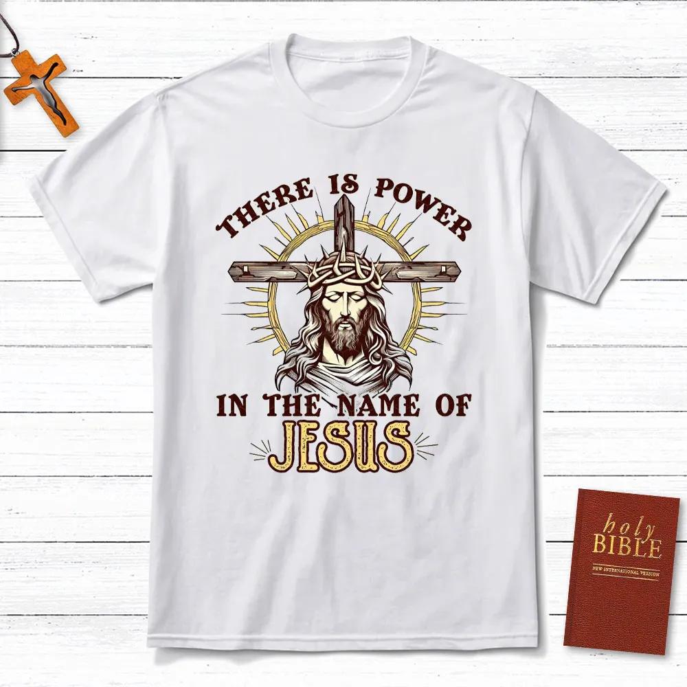 There Is Power In The Name of Jesus TShirt Mens and Womens Short Sleeve Cotton Tees Men Clothing Summer Blouse Oversize Tops