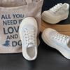 Platform White Shoes Women's Versatile Lace-up Big Head Casual Shoes Spring New Korean Version Polished Leather Sneakers