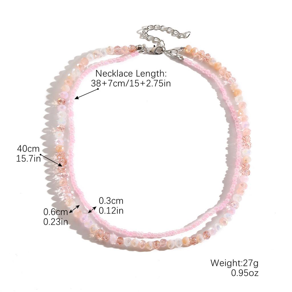 Necklace for Women No Color Loss Simple Rice Beads Beaded Necklace Women Light Niche Fashion Colorful Crystal Necklace Elegant Necklace