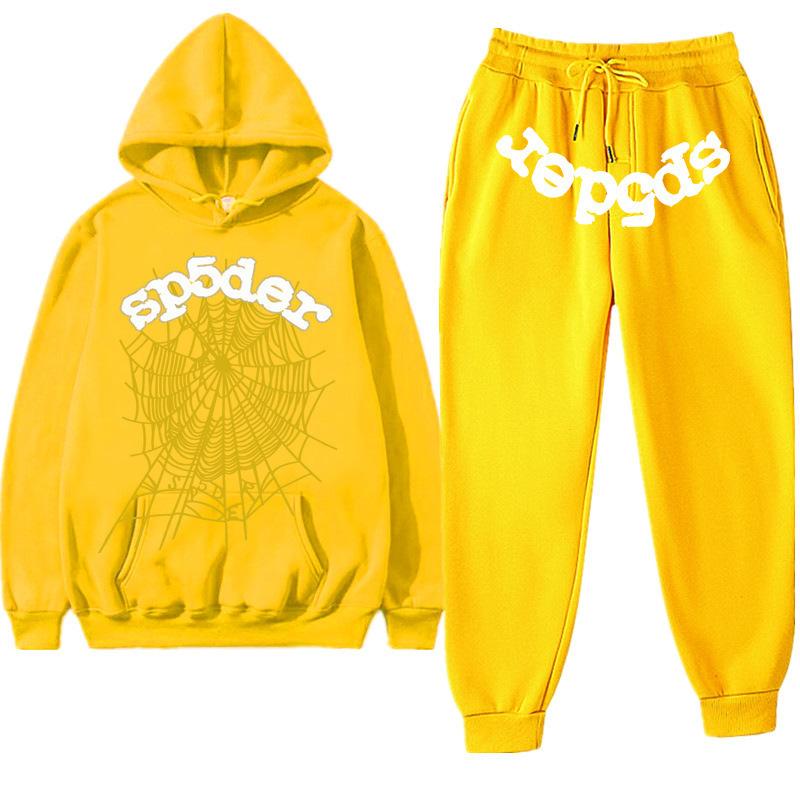European and American Trendy Hip-hop Singer Letter Sp5der Printed Couple Sweater Men's and Women's Hoodies Sweatshirt Set