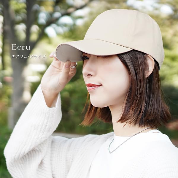 Hanahana15 Women's Cap Cotton Plain Lightweight M Ecru