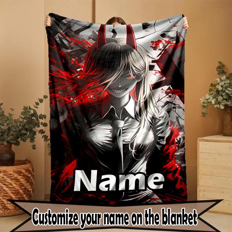 Custom Name Personalized Makima Chainsaw Man Print Blanket, Home Decor, Bedroom, Sofa, Camping, Couch, Gifts for Birthday ChristmasEnthusiasts