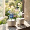 Mini Glass Potted Flower Figurine Hand Blown Faux Crystal Artificial Lily Flower Collectible Ornament for Women Mom Wedding Home Table Centerpiece