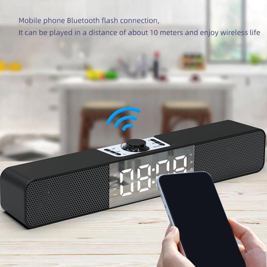 Q10 Desktop Mini Wireless Bluetooth-compatible Heavy Bass Speaker Music Player Alarm Clock