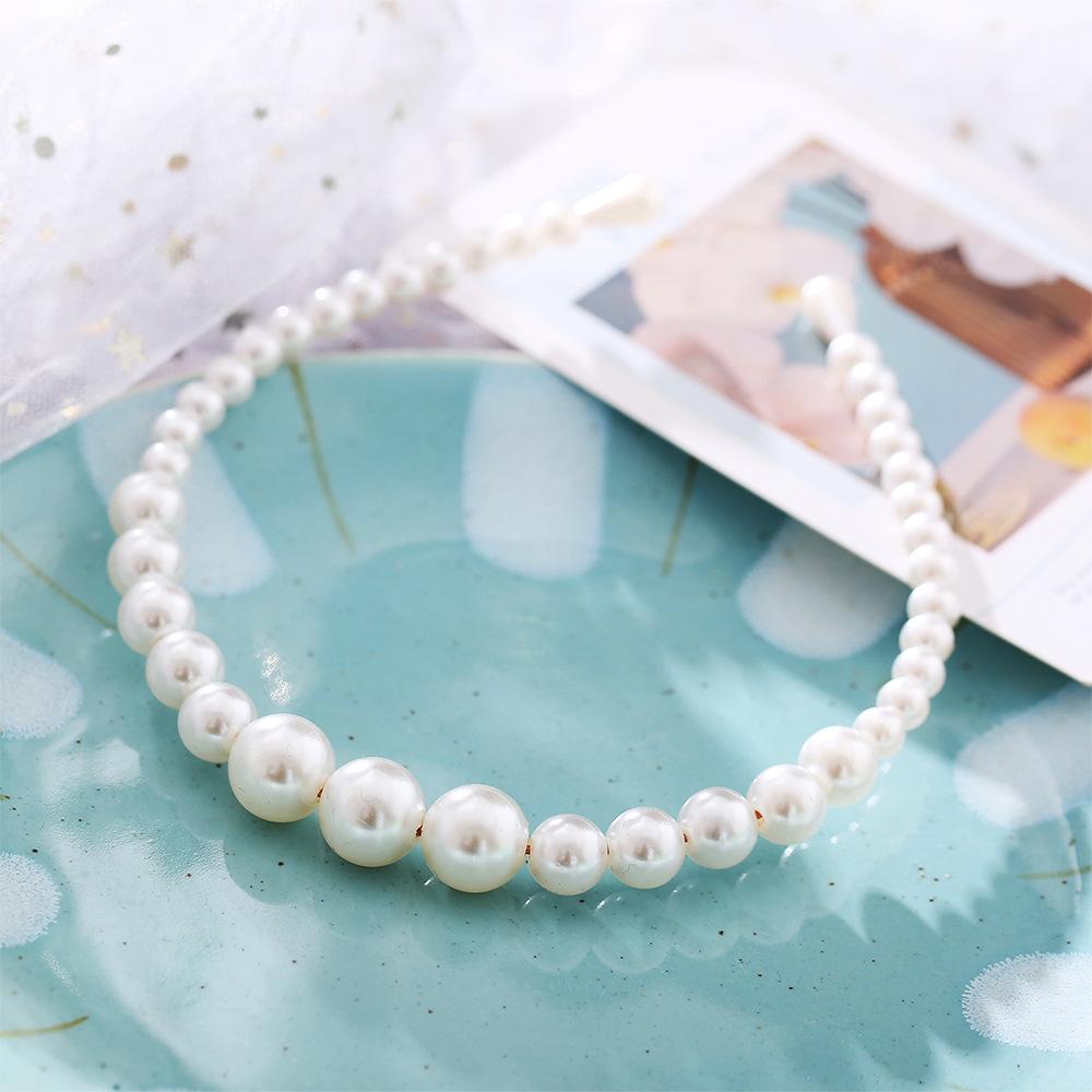 Modyle Fashion Full Pearl Hairbands Elastic Flower Women Hair Hoop Bands Headband Bezel Girls Hair Accessories Headdress