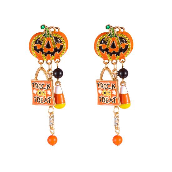 1 Pair Halloween Earrings Pumpkin Ghost Spider Charm Drop Earrings Women Hook Earrings Spooky Jewelry