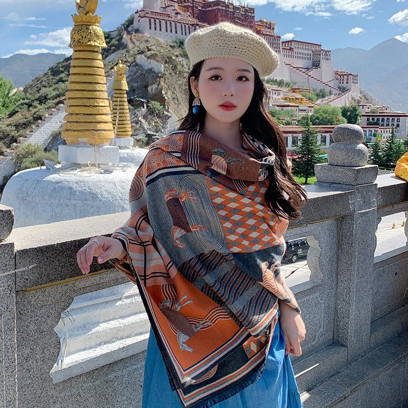 

Diamond shaped Carriage Imitation Cashmere Jacquard Shawl Autumn and Winter Fashion Warm Cloak Scarf Women s Long Tassel Scarf 190*65cm