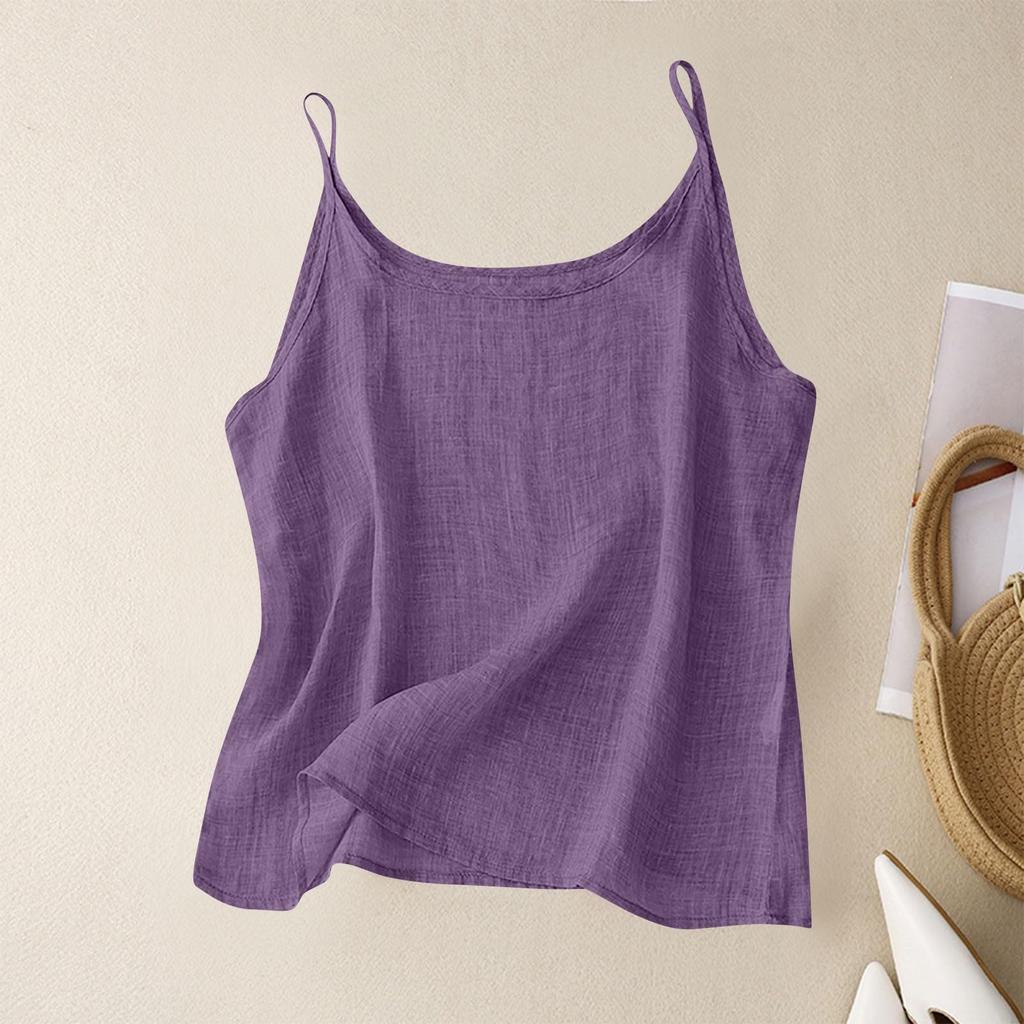 Dámské Letní Vintage Bavlněné Lenové Malé Camisole Spodní Tílko Volné Vnitřní Topy