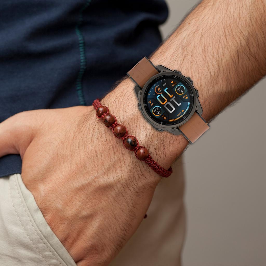 26mm Replacement Strap for Garmin quatix 8 51mm/Enduro 3/Fenix 8 51mm/7X/7X Pro Leather Covered Silicone Watch Band