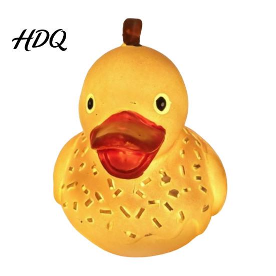 Detailed Design Ornament Glowing Resin Duck Figurine with LED Light Decorative Night