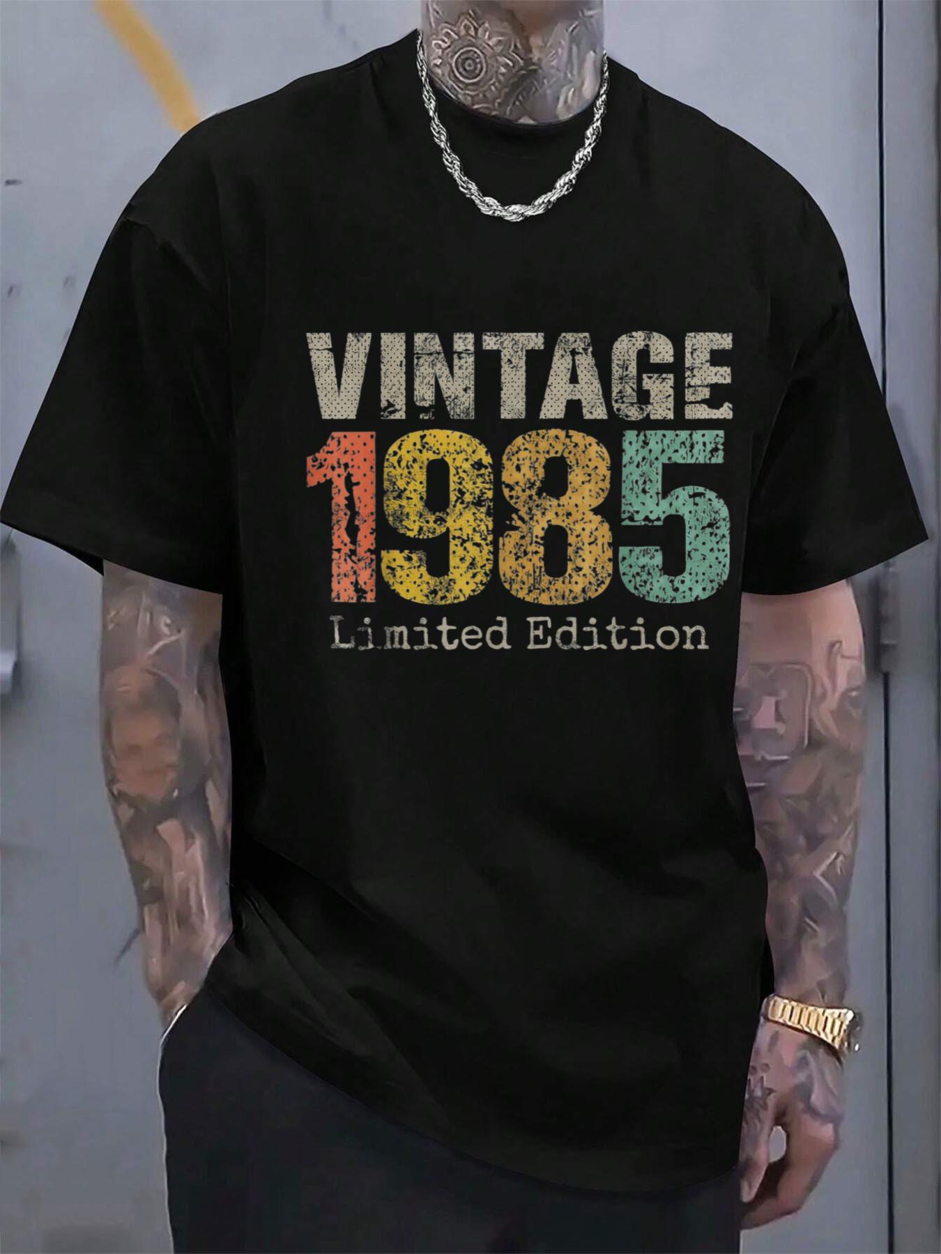 1985 Limited Edition Vintage Graphic Tee - Colorful Retro Number Design M