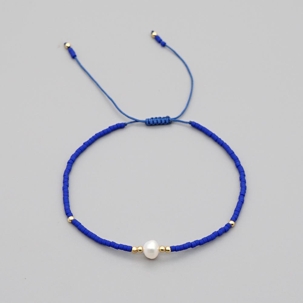 Retro Colorful Seed Bead & Faux Pearl Adjustable Bracelet - Trendy Hand-woven Jewelry for Women