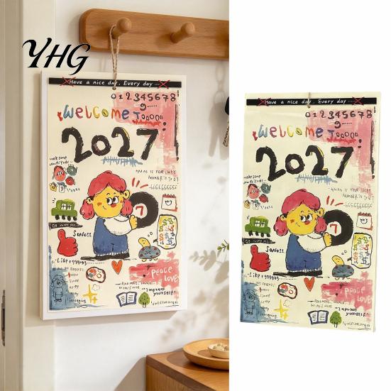 Academic Year Planner 2027 Hand Drawn Wall Calendar, Hand-Painted Graffiti Illustrations 12 Monthly Hanging Planner, Jan-Dec Calendar for Home Office