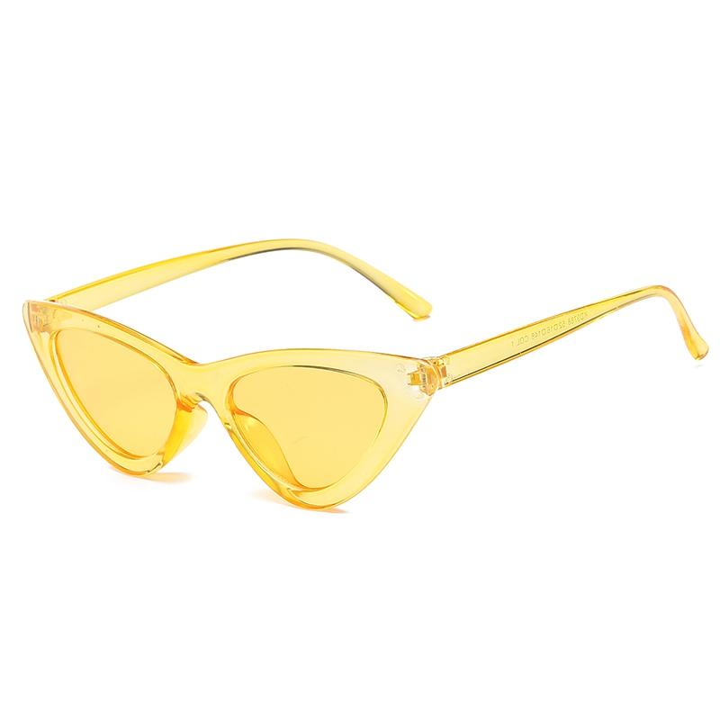 

Cat-Eye Shaped Trendy Sunglasses Women Retro Custom Style Sun Shading Retro Stylish Black Red Small Frame Triangle Female Gafas De Sol as picture