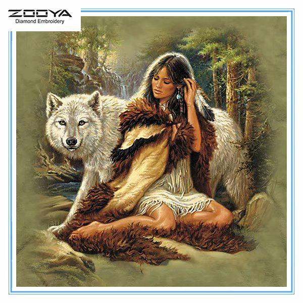 

ZOOYA DIY 3D круглая алмазная картина животное волк вышивка крестиком домашний декор