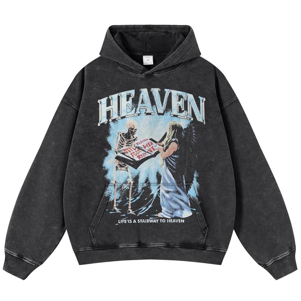 Streetwear Heaven Buchstaben Grafik Verwaschen Schwarz Übergroßer