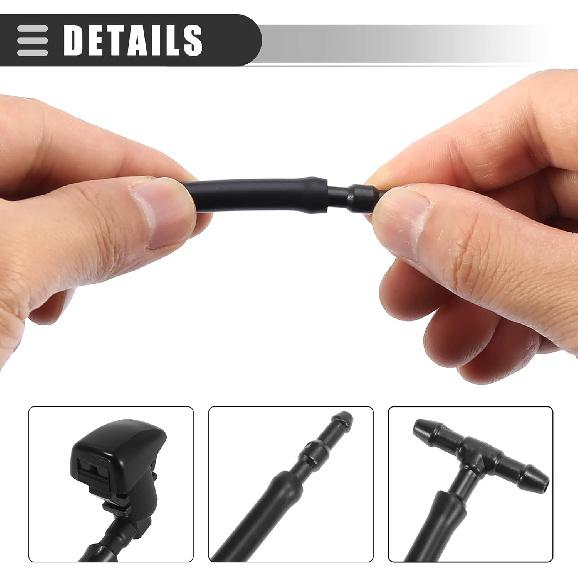 Motoforti Front Windshield Washer Nozzles Kit, Windshield Washer Hose, for Ford Edge 2007-2011, with 3pcs Connectors, Plastic, Rubber, 8S4Z17603AA,