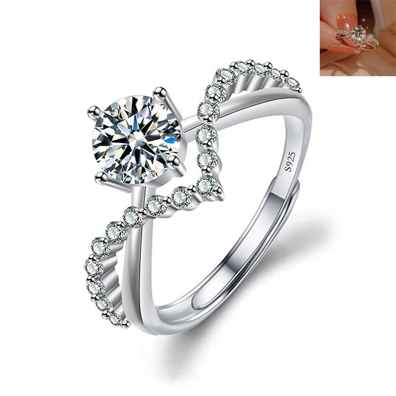 Открытое круглое кольцо для помолвки с муассанитом для женщин One Size