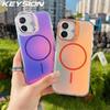 KEYSION Colorful Gradient Magnetic Lens Stand Case for iPhone 17 Air for MagSafe TPU+PC Shockproof Back Cover for iPhone Air 17