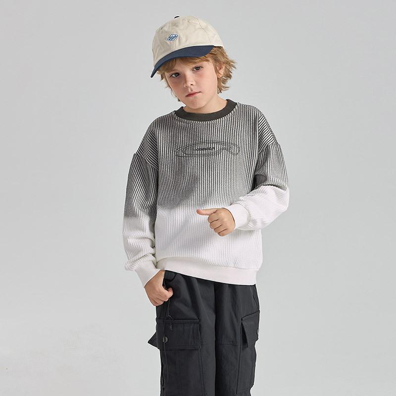 Kids Sweatshirt Loose Long Sleeve Crew Neck Pullover Casual Solid Ribbed Top For Boys Girls Spring Autumn School Daily Wear