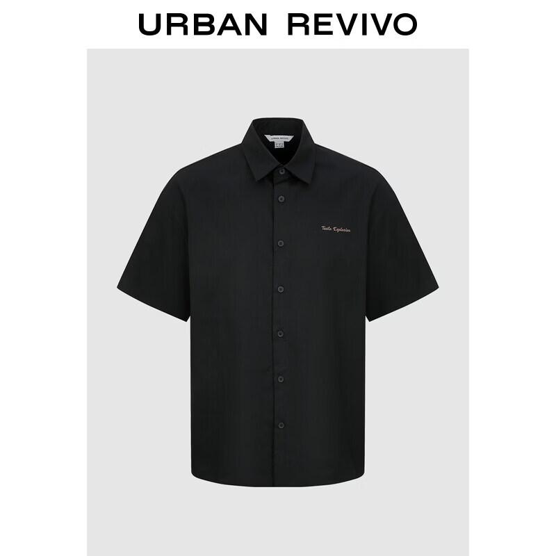 UR2026 Men s Letter Print Short Sleeve Casual Shirt M