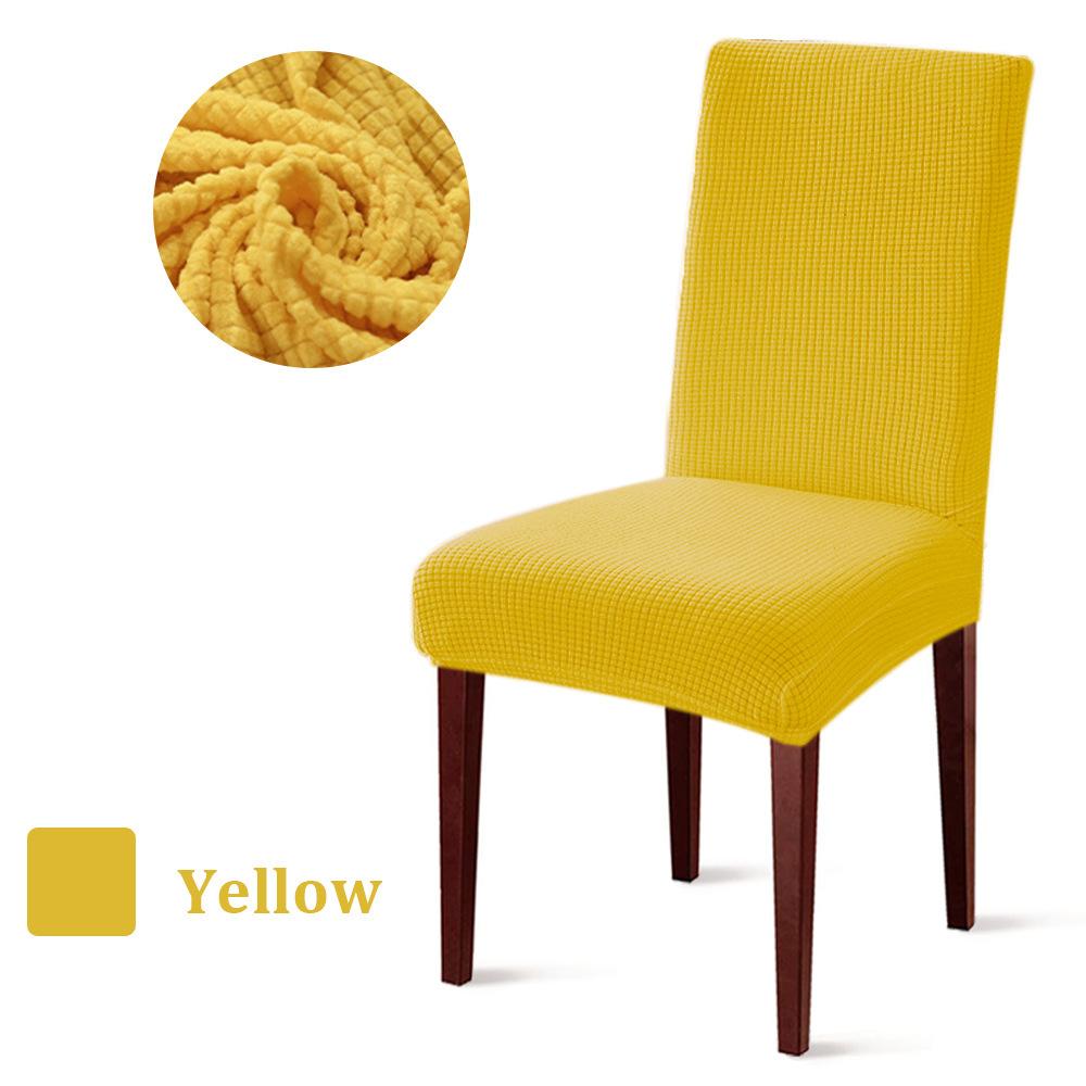 Jacquard fleece middle back chair cover solid color corn kernel chair cover dust-proof hotel banquet dining chair cover dust cover