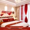 Wedding Room Decor: Double Happiness Banner for Bedroom Headboard & Curtains.