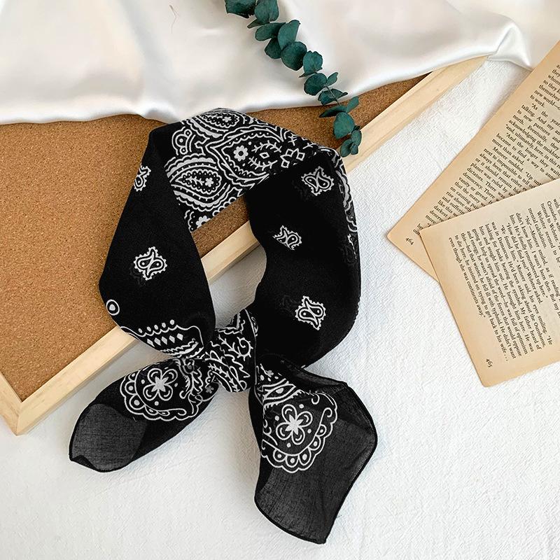 Cotton square scarf, silk scarf, high-end new small shawl, neck protector, small scarf, multi-purpose floral headscarf, headband, hair tie