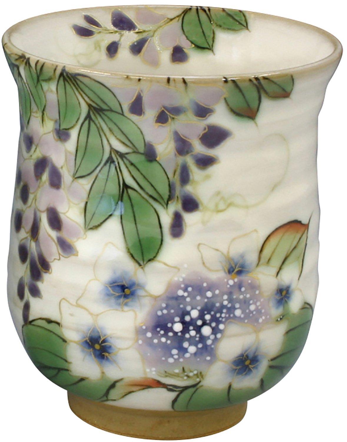 

Kyoto ware, Kiyomizu ware, Touan kiln, large teacup, Flower Change design, KTA580-01