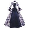 Long-sleeved Printed Temperament Palace Evening Dress Big Trumpet Sleeve Dress