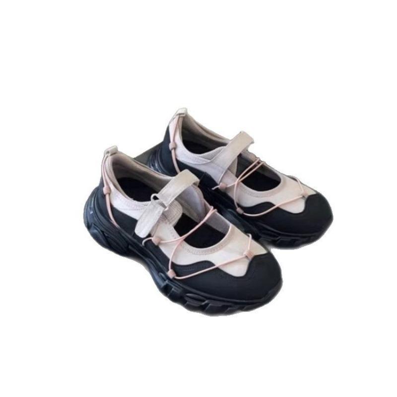 25 Spring new round head muffin bottom Velcro sneakers to increase height and reduce age girl Mary Jane shoes