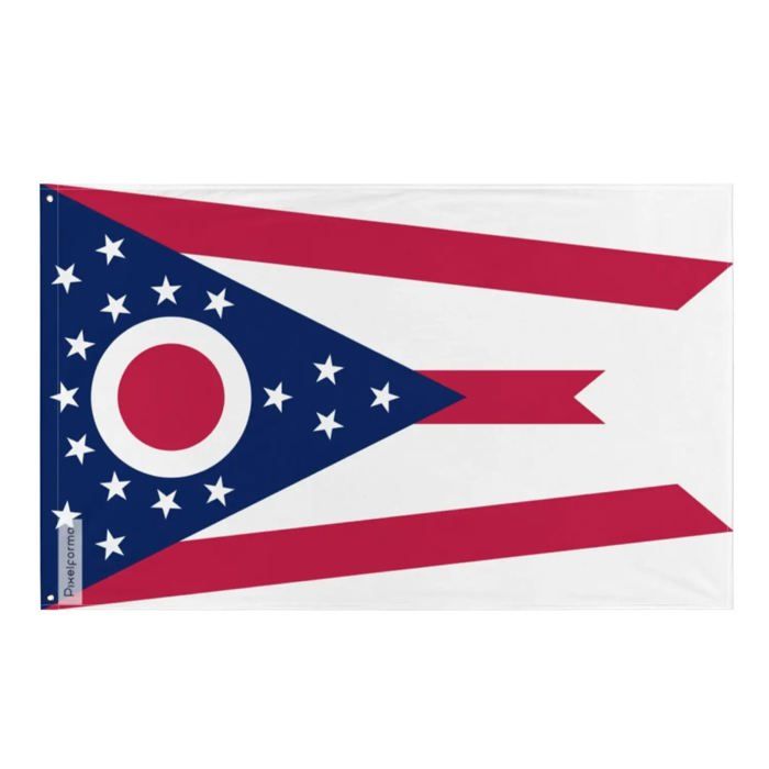 Drapeau De l'Ohio – 90 X 150 Cm – Polyester Résistant – 2 Œillets En Métal – Usage Intérieur / Extérieur – Pixelforma