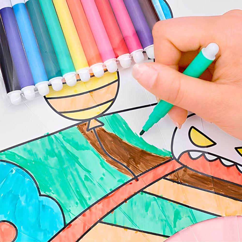 2/7 Packs 6 Colors Washable Coloring Pens Set, Easy Grip Art Markers, Non-Toxic Watercolor Drawing Pens for School Crafts YMY