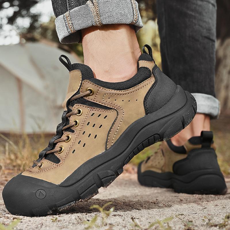 Autumn Men's Outdoor Comfortable Soft Bottom Anti Slip Waterproof Mountaineering Strap Up Men's Sports and Leisure Shoes