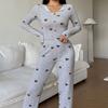 Spring Autumn Pajamas Set for Women Homewear Long Sleeves Shirt Trousers 2 Pieces Sexy Lace Pijamas Sleepwear Loungewear