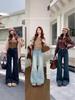 2025 Autumn Plus Size High Waist Stretch Jeans - Loose Fit, Slimming, Narrow Leg, Floor-Length for Women