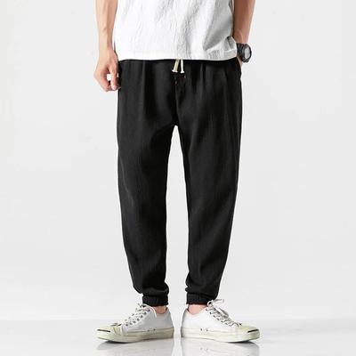 Chinese Style Bloomers Men's Linen Pants Men's Cotton and Linen Harem Pants Leggings