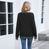Women's Color Block Ribbed Sweatshirt Long Sleeve Crewneck Loose Fit Casual Pullover