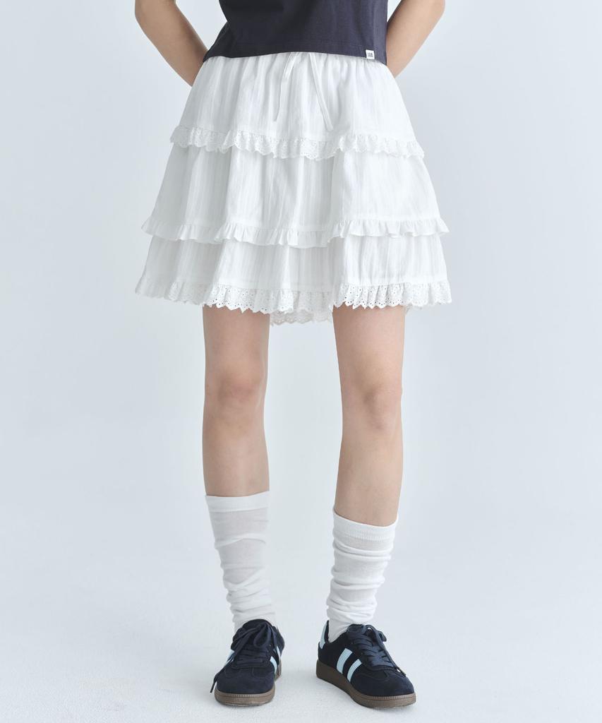 Code Graphy (Women) Frill Skirt - Off-White