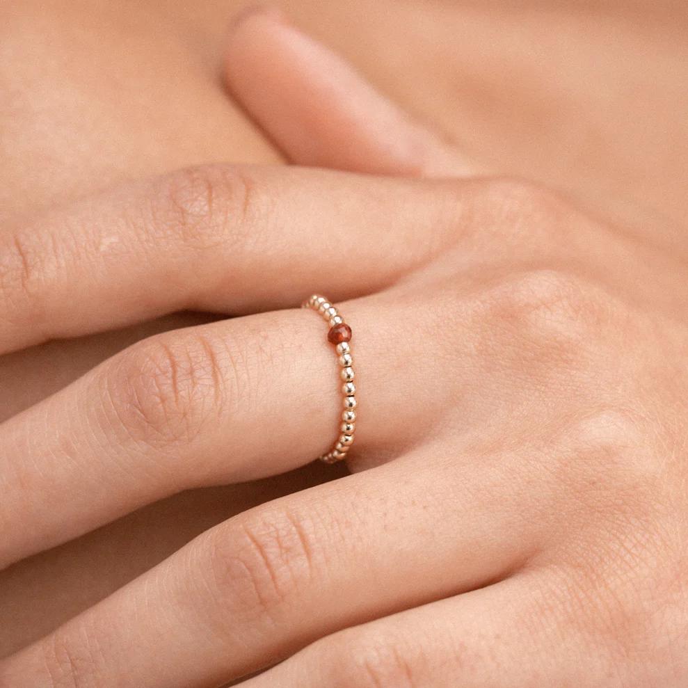 Anelli Vlen con Perline per Donna Placcati Oro 18K Pietra Naturale Elastici Estensibili Impilabili Minimalisti Gioielli per Dita Regalo Curativo