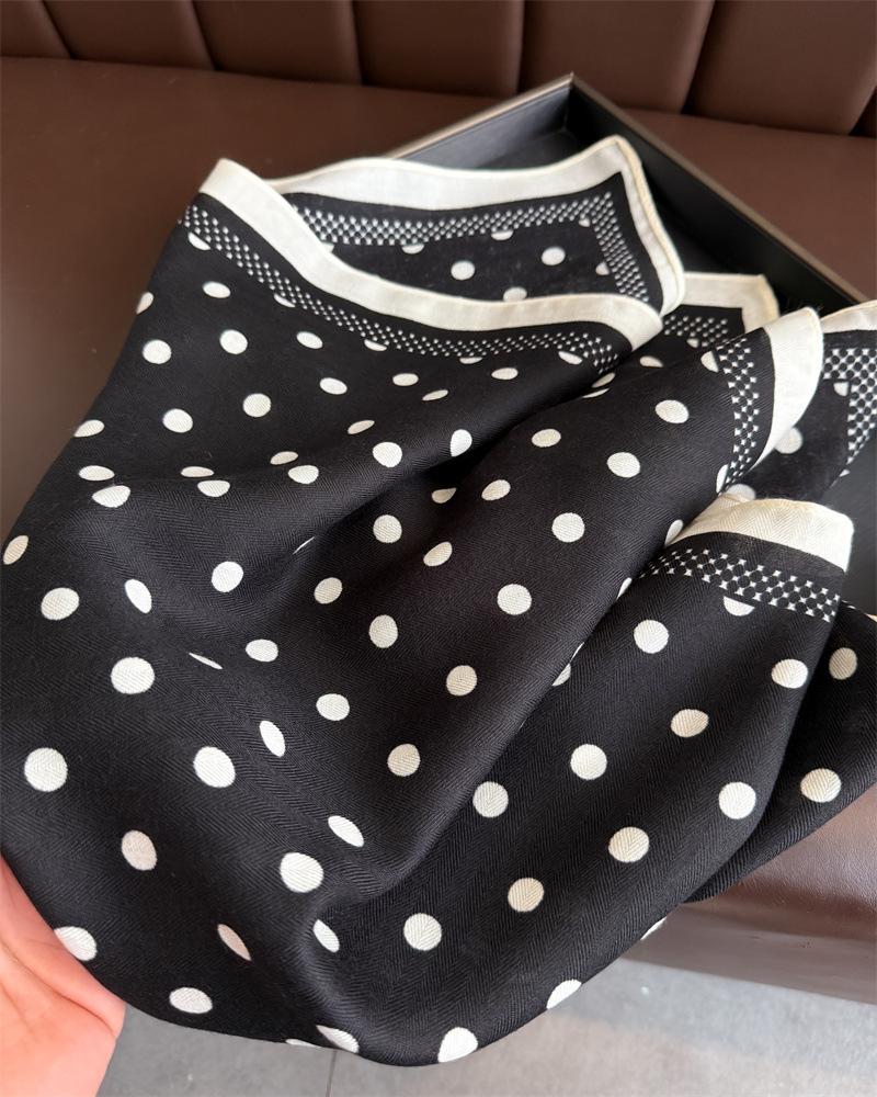 Dot  Print Hairbands Square Scarf Women Elagant Cotton Linen Feeling Bandana Neck Kerchief Head Bands Foulard Female Scarfs