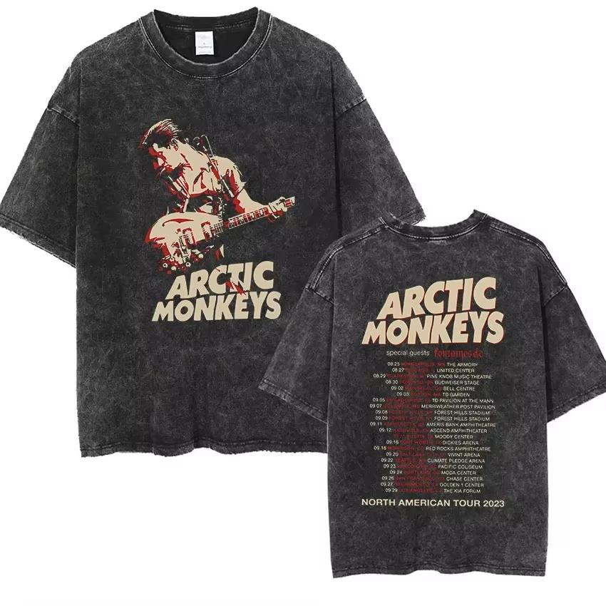 Vintage Washed Oversized Arctic Monkeys Album Print T-Shirt Retro Rock Music Short Sleeve Loose Streetwear Casual Tops For Men Women Daily Outfit