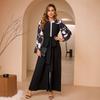 New Women's Lace Spliced Printed Midi Dress - Middle Eastern Muslim Fashion