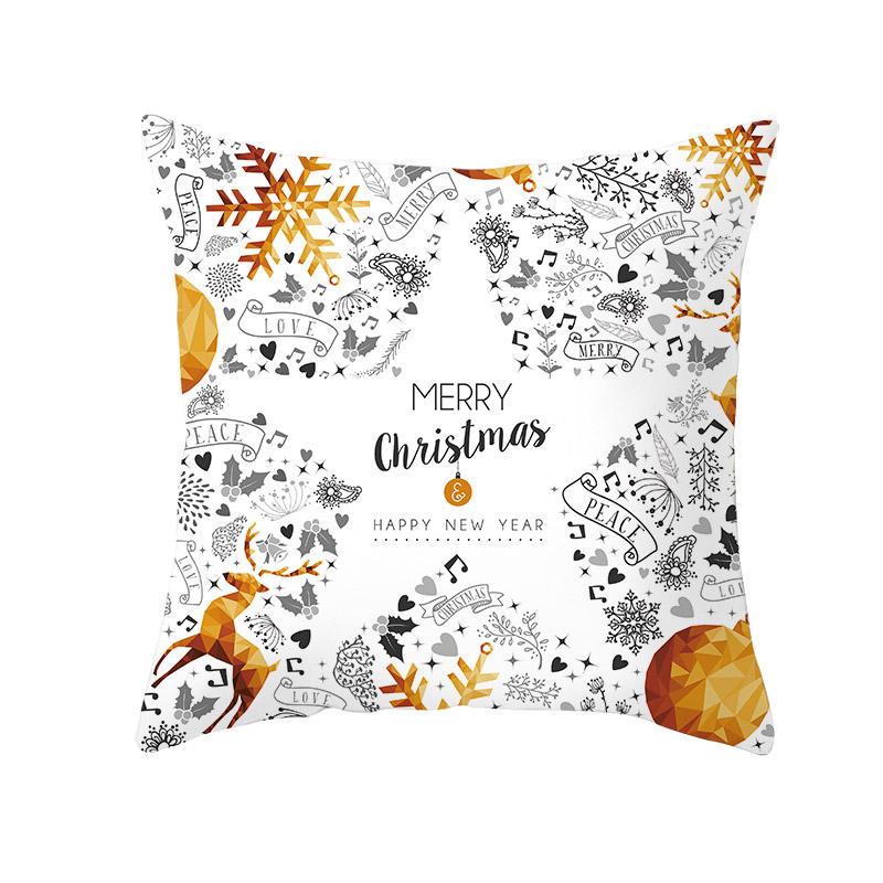 White Christmas Pillow Case Cute Santa Claus Elk   Cover Winter Snowflake Decorative Cases