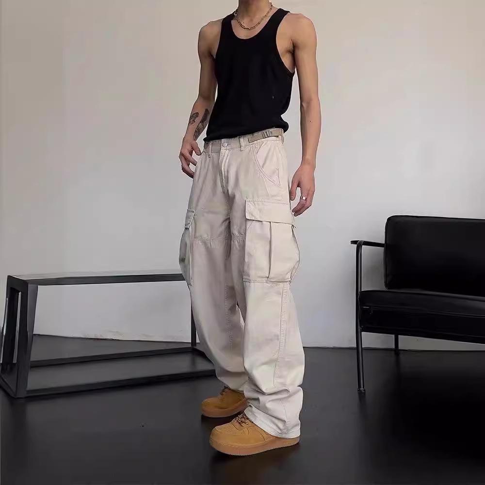 Pánské hiphopové volné rovné lacláče s kapsami - Evropská a americká pouliční móda