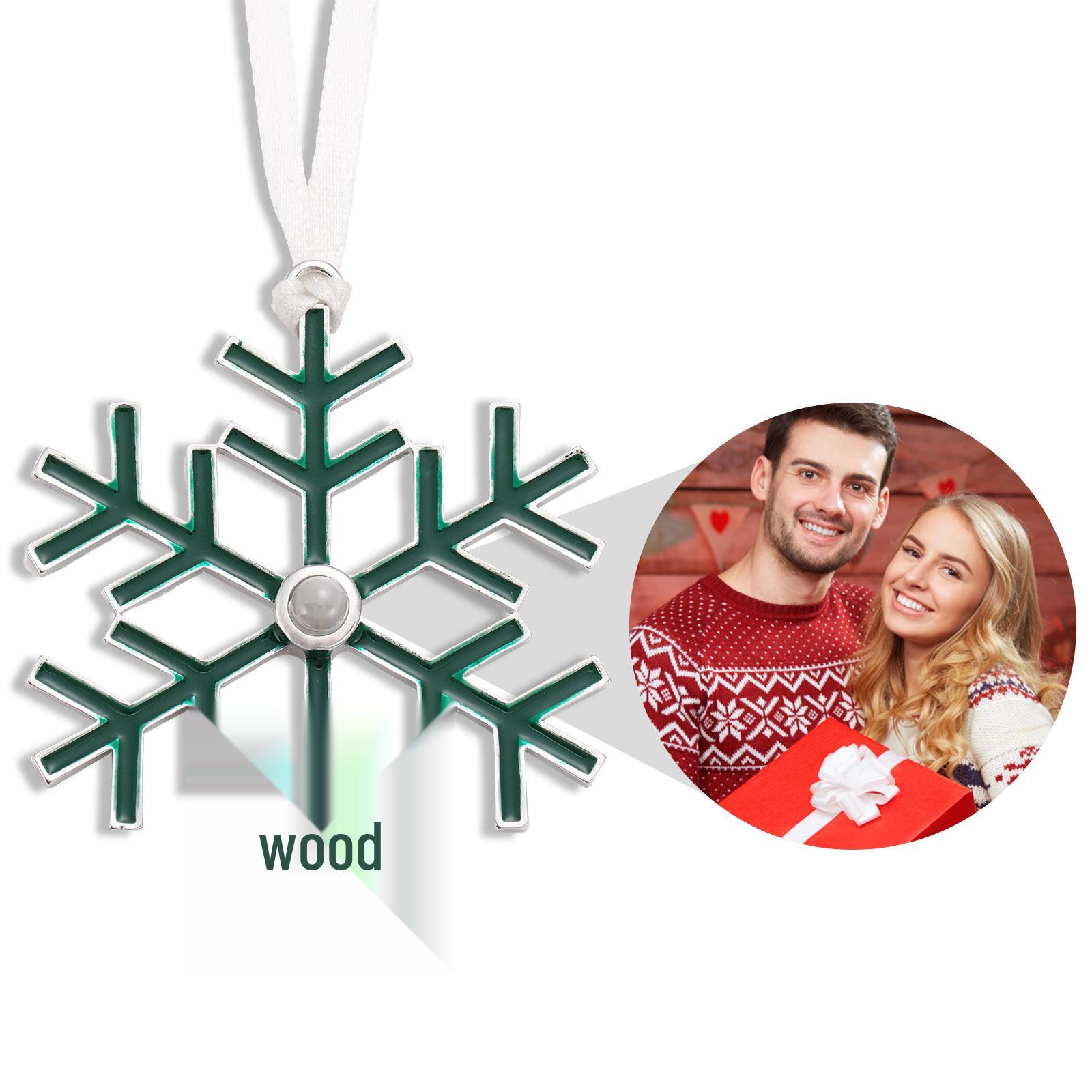Custom Snowflake Projection Necklace with Photo for Women - Perfect Holiday Gift белый