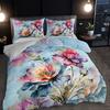 A Tranquil Garden to Sleep In-Hand-Painted Floral Bedding Set,Watercolor Print Duvet Cover & Pillowcases,Serene Room Decor Gift